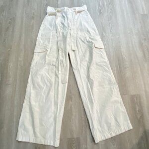 (5) New Madewell Minimalist Office Cargo Wide Leg High Rise Paper Bag Pants 27